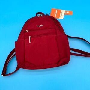 Baggallin Securtex Anti Theft Vacation Backpack Red Water Resistant RFID